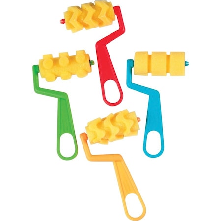 Creativity Street Paint Roller, Foam, Zig Zag/Waves/Dots/Stripe, 4/ST, MI PK PAC5170